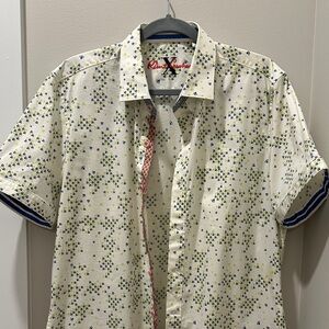 Robert Graham Cream Shirt with Blue and Green Accents